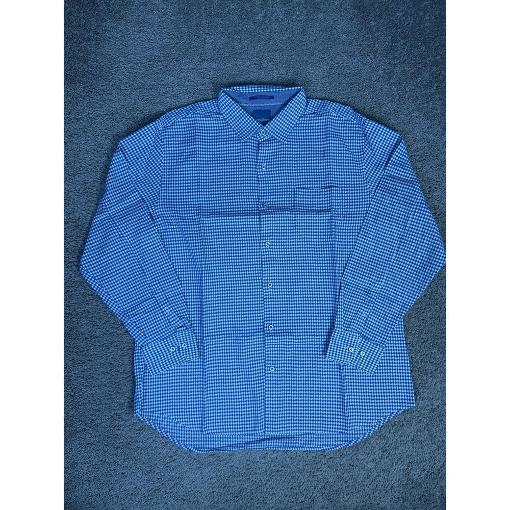 Tommy Bahama Shirt Mens 2XL Blue Check Long Sleeve Button Up Classic Fit
